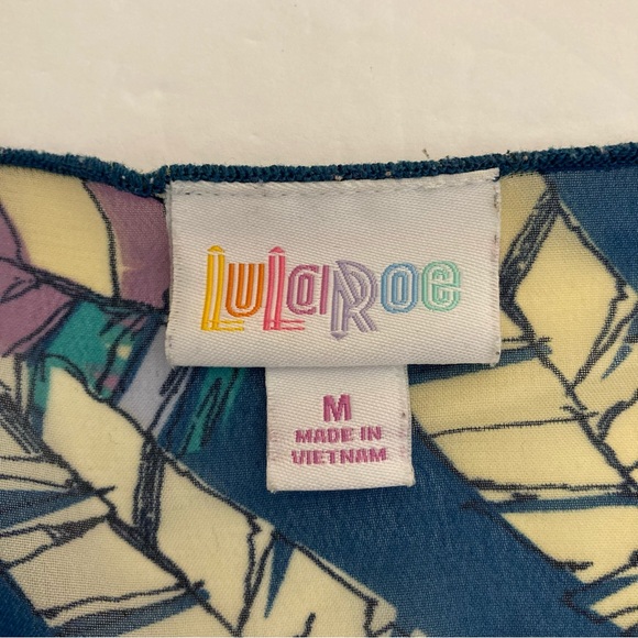 LULAROE Feather Print Long Open Duster Kimono Multi Color Size Medium - Picture 7 of 10